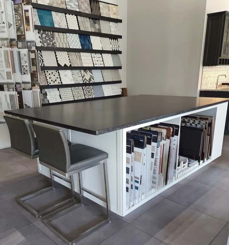 Design table and material sample library in the Transition Properties showroom